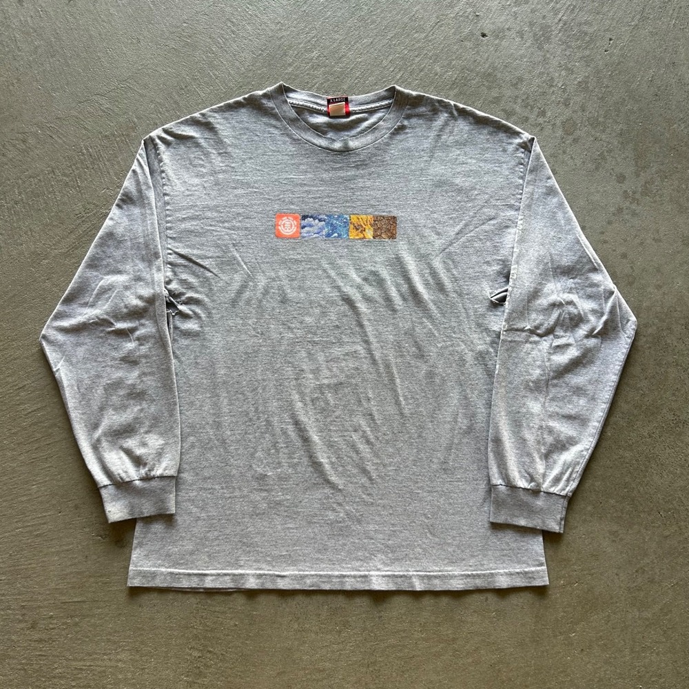 Vintage 90s Element Long Sleeve Shirt‎ Size XL Gray Skate Surf Sleeve Graphic